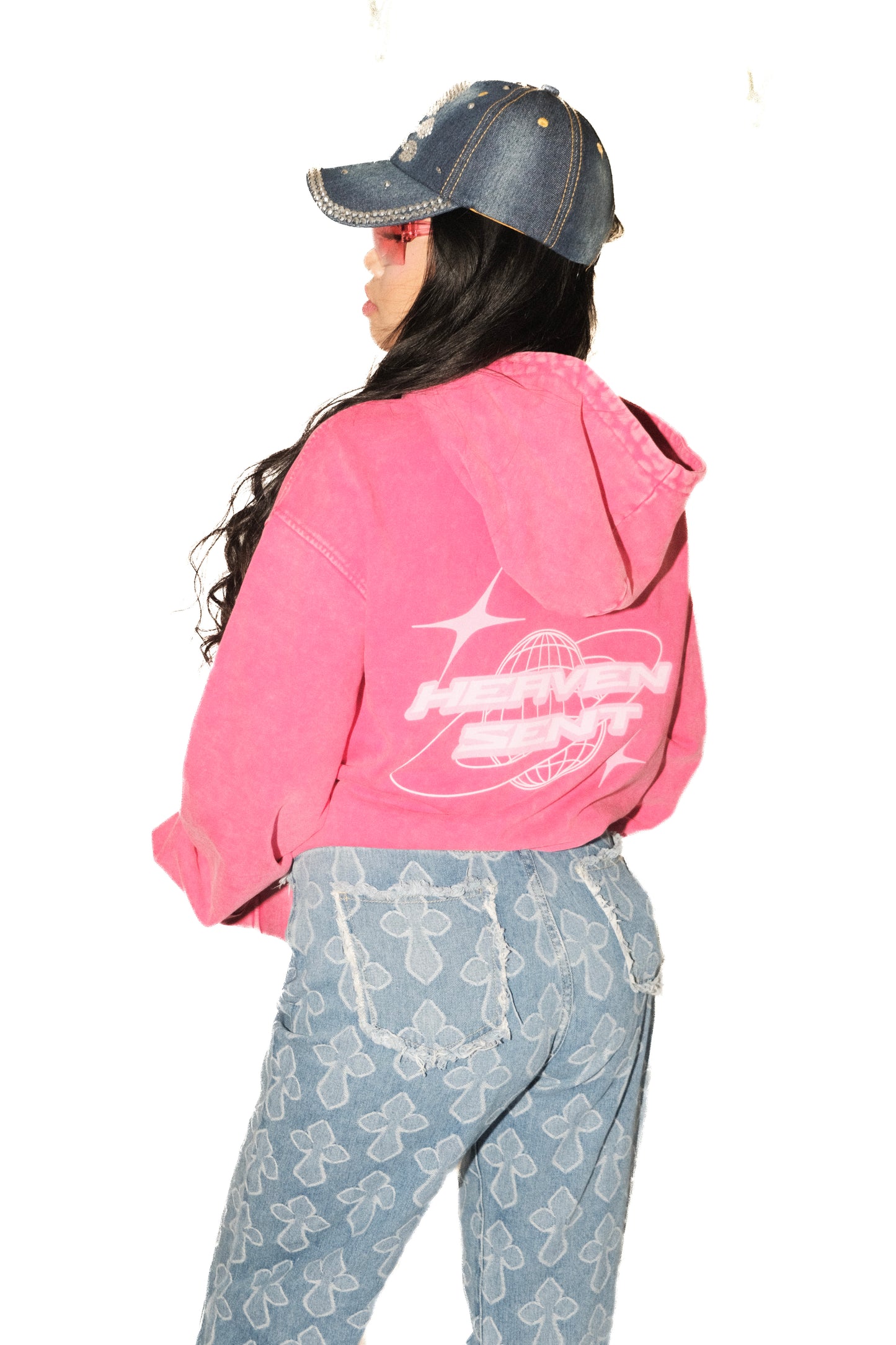 PINK CYBER LUV OVERSIZED HOODIE